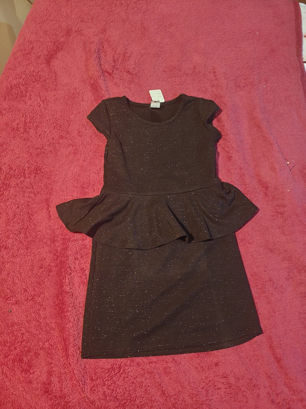 Pinc Black Sparkle Peplum Party Dress
